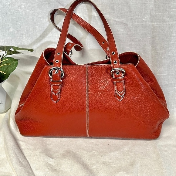 WILSONS LEATHER Pelle Studio orange pebble leather handbag. - Picture 5 of 12